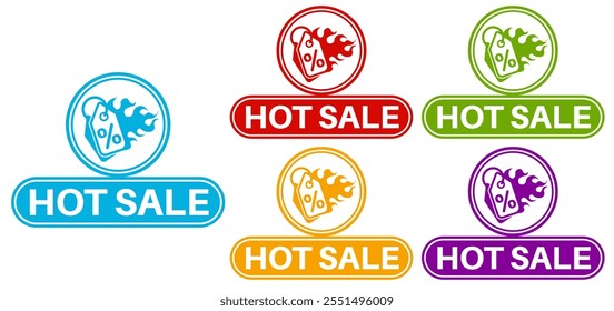 set badge hot Sale icon. sale discount fire sign banner template labels design vector illustration