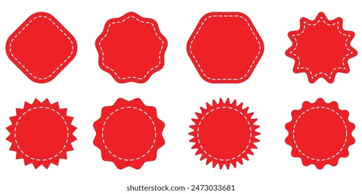 Satz von Plaketten-Symbol. Medaille für die Qualifikationsbescheinigung. Rote Farbabzeichen-Symbol-Kollektion. Vektorillustration.