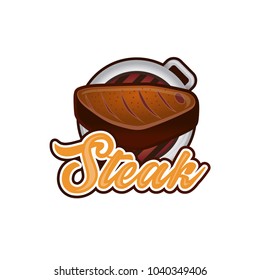 Set of badge, label, logo, icons design templates for meat store, grill menu. Steak Retaurant Logo Template in White Isolated Background. Vector EPS 10