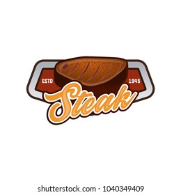 Set of badge, label, logo, icons design templates for meat store, grill menu. Steak Retaurant Logo Template in White Isolated Background. Vector EPS 10