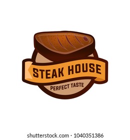 Set of badge, label, logo, icons design templates for meat store, grill menu. Steak Restaurant Logo Template in White Isolated