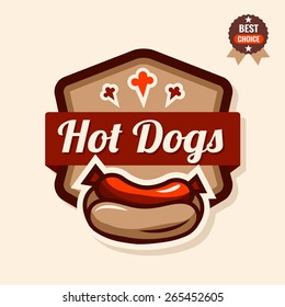Set of badge, label, logo, icons design templates for american hotdog.