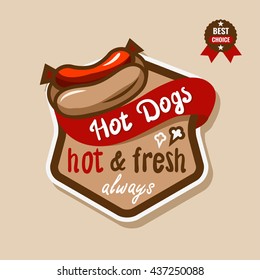 Set of badge, label, logo, icons design templates for american hotdog.