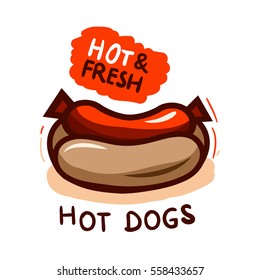 Set of badge, label, logo, icons design templates for american hotdog.