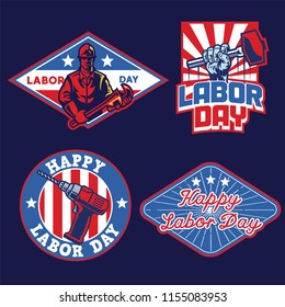 set of badge labor day design