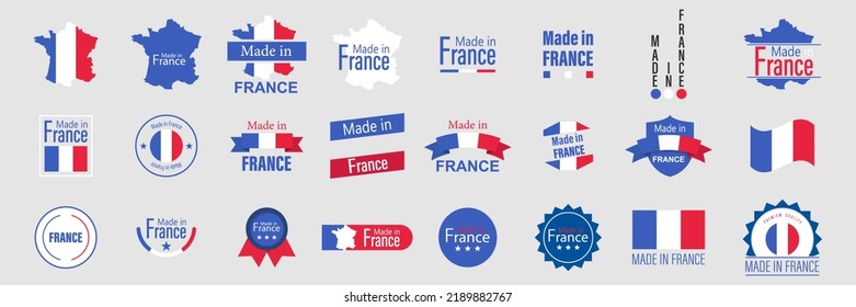 Set of badge logotype Made in France