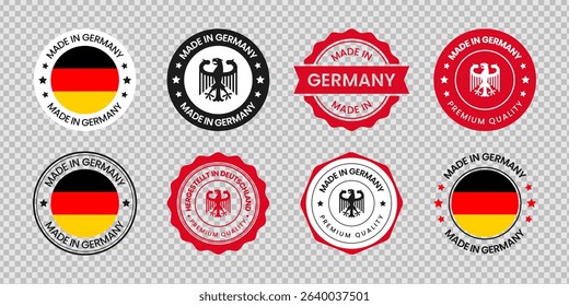Set of badge made in Germany label icon emblem isolated on transparent background
