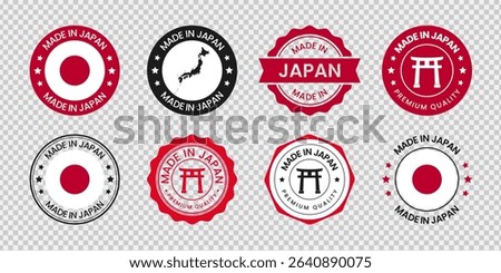 Set of badge made in Japan label icon emblem isolated on transparent background