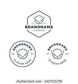 Set badge moose horn logo vector illustration