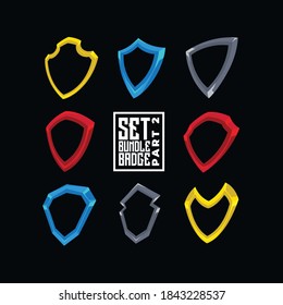 set of badge in multiple colors and shape