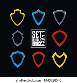 set of badge in multiple colors and shape