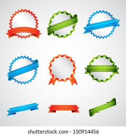 Set of badge and ribbon. EPS10 vector