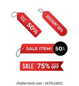 Set of badge sale tag, label price, discount, big deals with gradient red white color vector eps 10