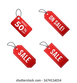 Set of badge sale tag, label price, discount, big deals with gradient red white color vector eps 10