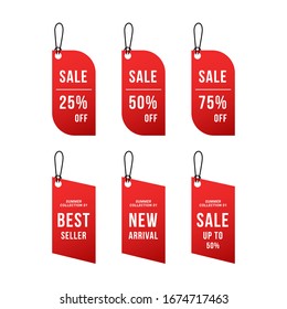 Set of badge sale tag, label price, discount, big deals with gradient red white color vector eps 10