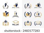 Set of Badge school logo design. University academy college education institute emblem