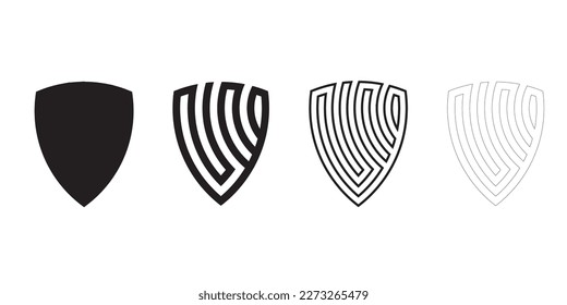 Set of badge shapes. Vector shield silhouette. Security, football patch isolated on white background