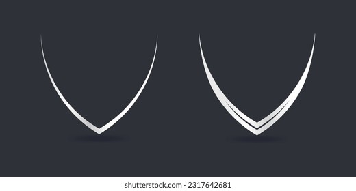 Conjunto de formas de insignia. Silhouette de protección vectorial. Seguridad, parche de fútbol aislado en fondo gris