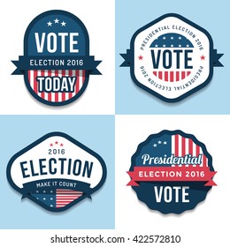 Set of badges, banner, labels, emblem design for united state election 2016. Politic Vote. Design elements. Vector illustration.