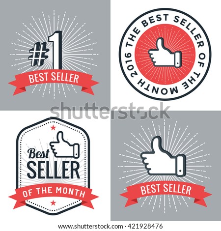 Set of badges, banner, labels, emblem best seller number 1. Design elements. Vector illustration.