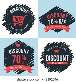 Set of badges, banner, labels for Special offer discount sale price. Design elements. Vector illustration.