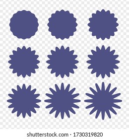 Set Of Badges - Big Set Of Vector Graphic Circle Frames For Design. Circle Wave Line And Wavy Zigzag Pattern Lines. Vector Blue Outlines, Round Curvy Squiggles