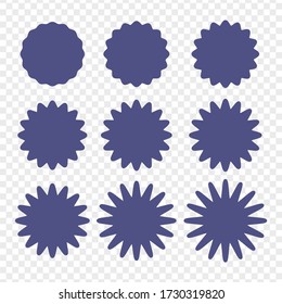 Set of badges - Big set of vector graphic circle frames for design. Circle wave line and wavy zigzag pattern lines. Vector blue outlines, round curvy squiggles