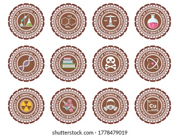 A set of badges. Chemical theme. Isolated on white background. Vector illustration.