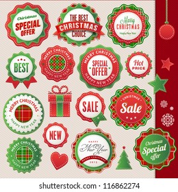 Set of badges and elements for Christmas and New Year