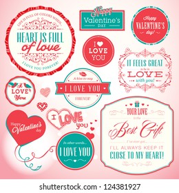 Set of badges and elements for Valentine`s day