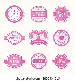 Set of badges and elements for Valentine`s day
