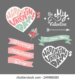 Set of badges and elements for Valentine`s day