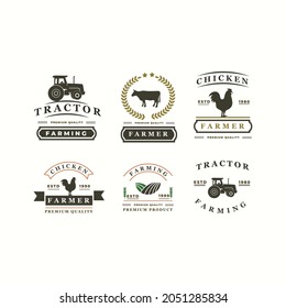 Set Badges  Farmer Vintage Logo