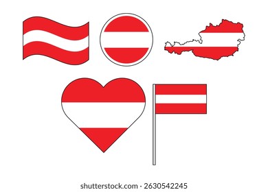 set of badges with flag of Austria vector illustration