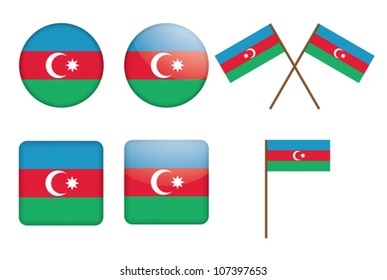 set of badges with flag of Azerbaijan vector illustration