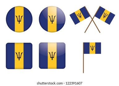 set of badges with flag of Barbados vector illustration