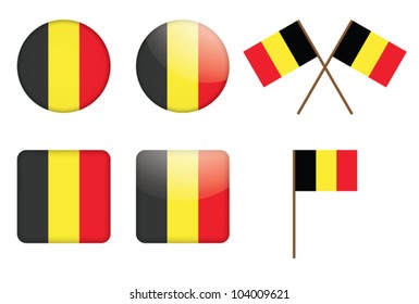 set of badges with flag of Belgium vector illustration