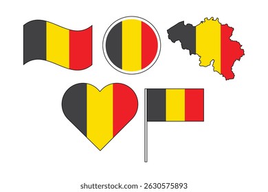 Satz von Abzeichen mit Flagge von Belgien, Vektorgrafik