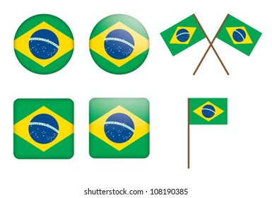 set of badges with flag of Brazil vector illustration