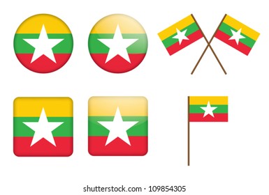 set of badges with flag of Burma vector illustration
