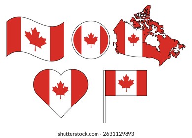 set of badges with flag of Canada vector illustration