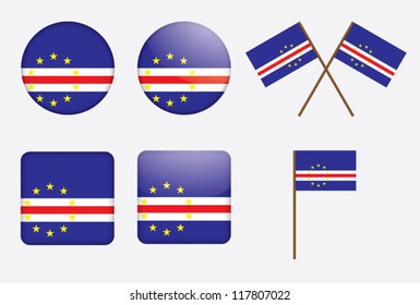 set of badges with flag of Cape Verde vector illustration
