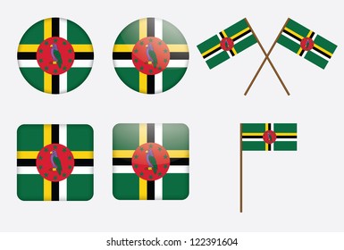 set of badges with flag of Dominica vector illustration