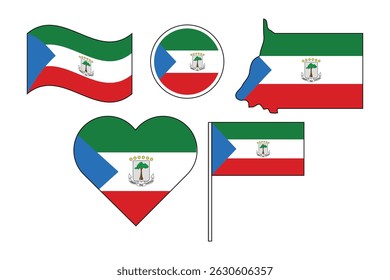 set of badges with flag of Equatorial Guinea vector illustration