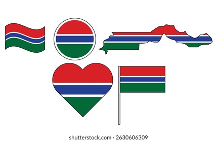 set of badges with flag of Gambia vector illustration