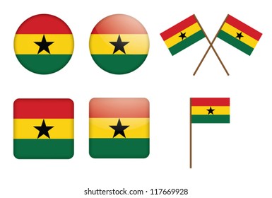 set of badges with flag of Ghana vector illustration