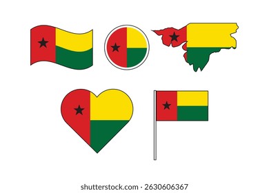 set of badges with flag of Guinea Bissau vector illustration