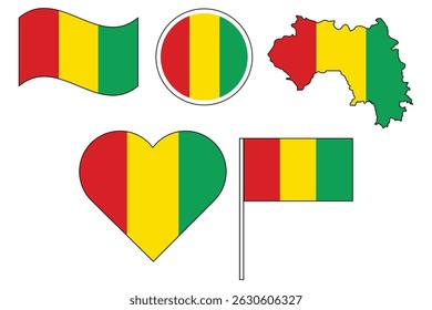 set of badges with flag of Guinea vector illustration