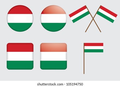set of badges with flag of Hungary vector illustration
