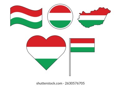 set of badges with flag of Hungary  vector illustration